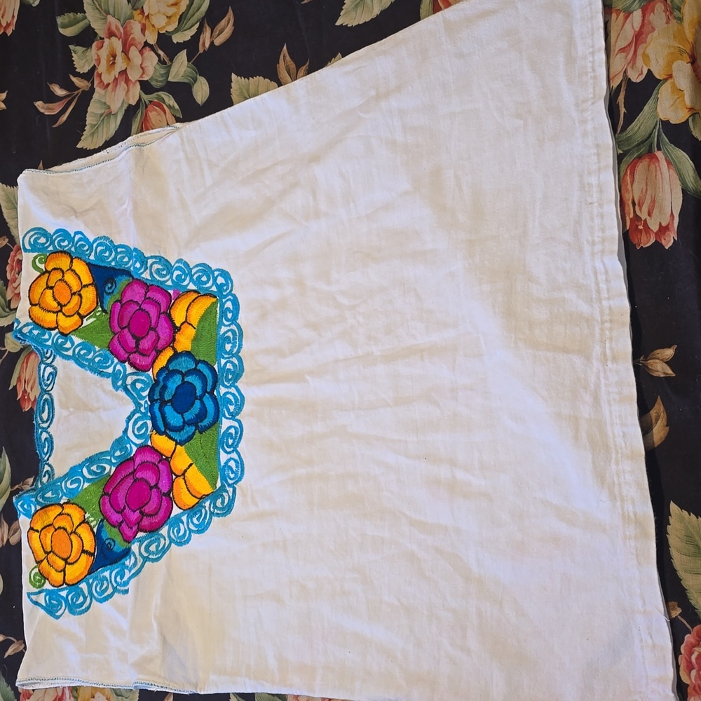 Women White 100% Cotton Mexican Embroidered Shirt